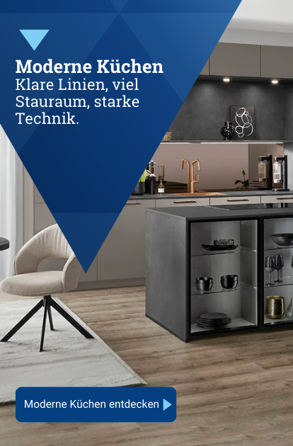 Moderne Küchen - Klare Linien, viel Stauraum, starke Technik. Moderne Küchen entdecken>
