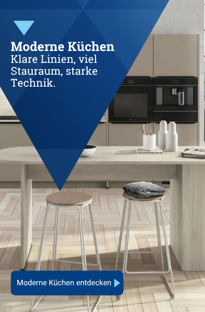 Moderne Küchen - Klare Linien, viel Stauraum, starke Technik. Moderne Küchen entdecken>